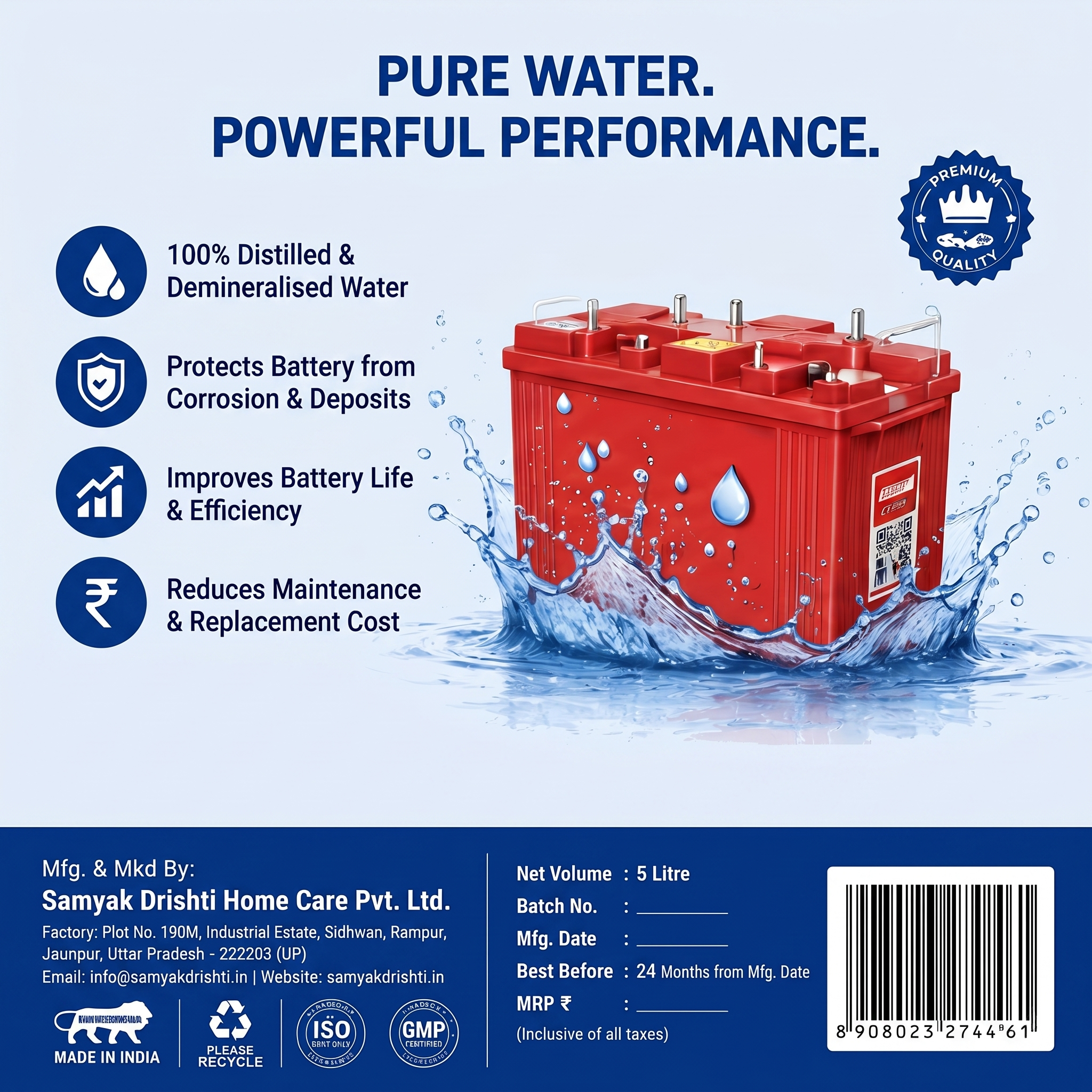 PowerDrop Triple Ultra Demineralised Battery Water - Image 4