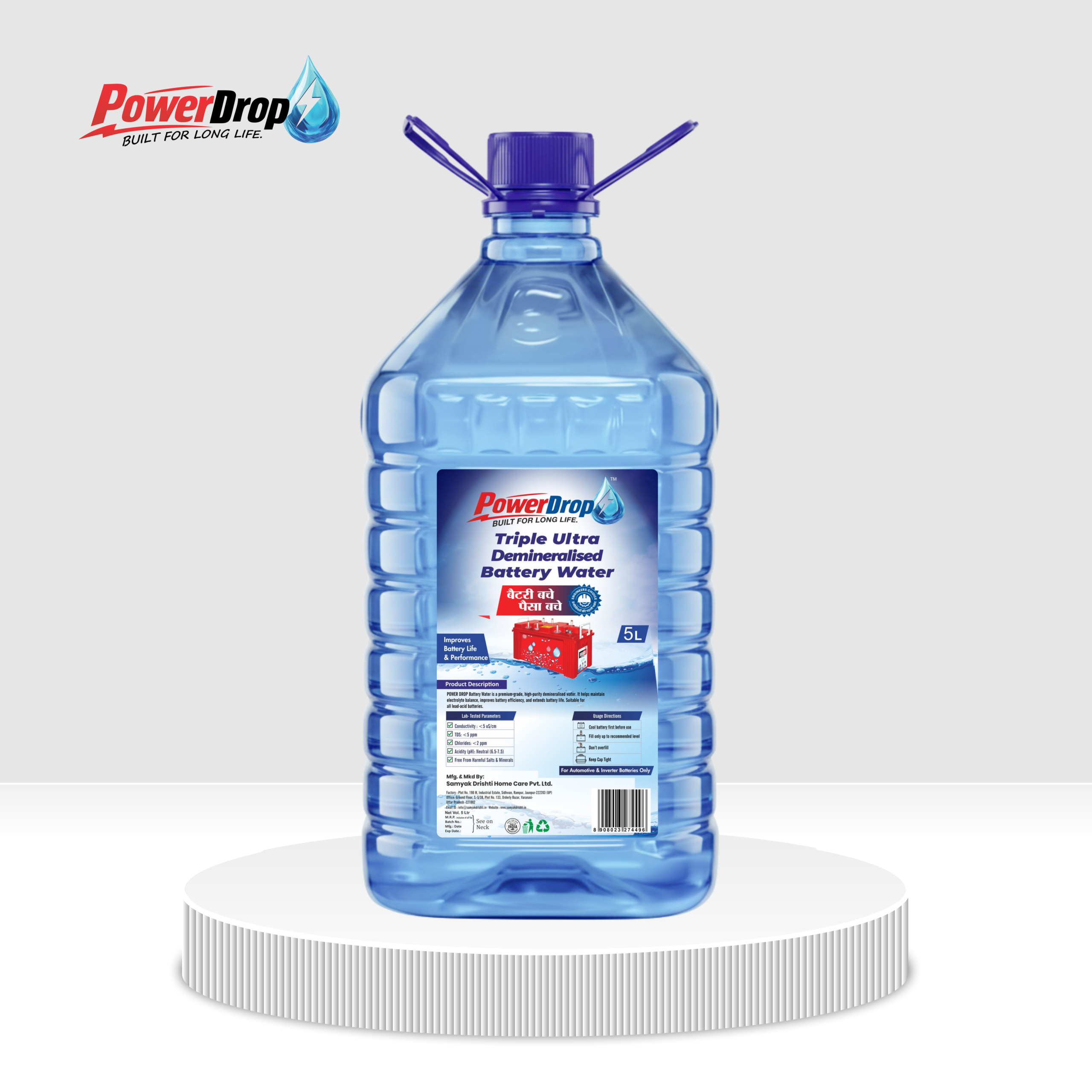PowerDrop Triple Ultra Demineralised Battery Water