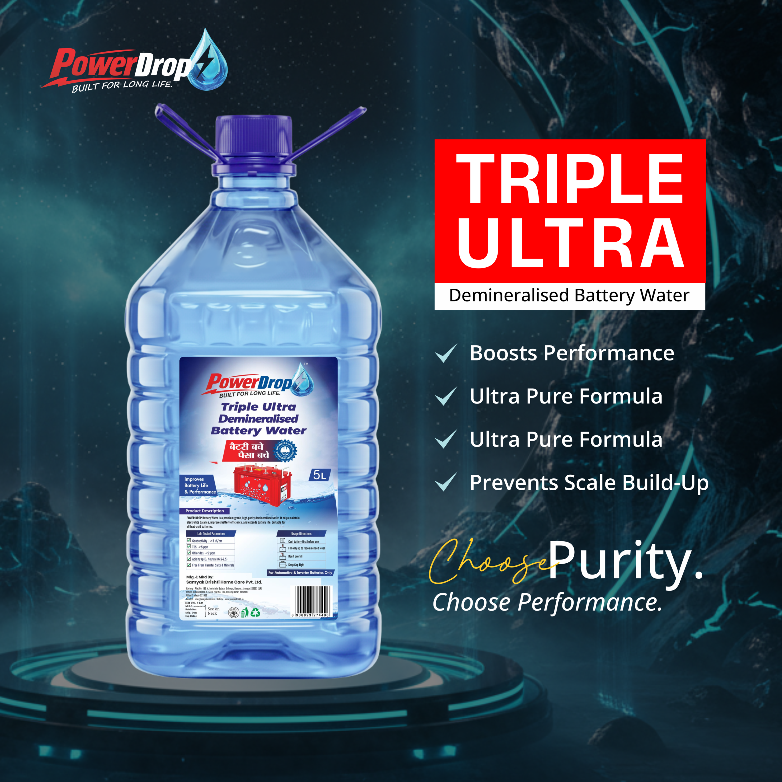 PowerDrop Triple Ultra Demineralised Battery Water - Image 2